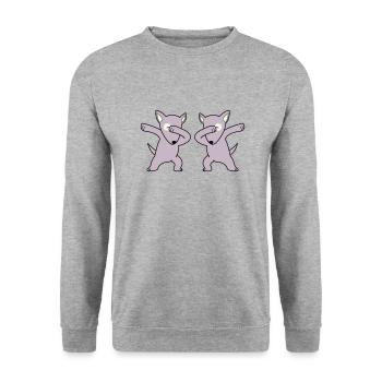 dabbing pour chien - Sweat-shirt Unisexe - gris chiné - Devant - Alina (178cm) & Michal (187cm)