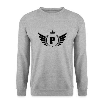 wappen P - Unisex Pullover - Weißgrau meliert - Vorne - Alina (178cm) & Michal (187cm)
