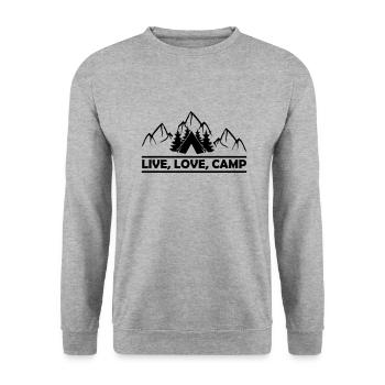 Live Love Camp - Unisex Pullover - Weißgrau meliert - Vorne - Alina (178cm) & Michal (187cm)