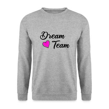 dream team - Unisex Pullover - Weißgrau meliert - Vorne - Alina (178cm) & Michal (187cm)