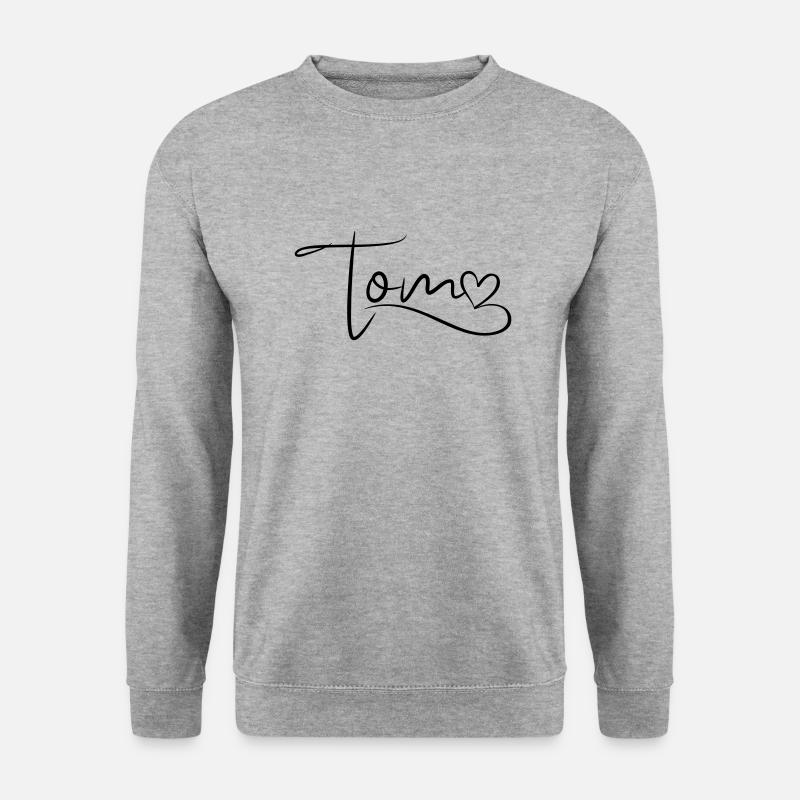 Tom Name Vorname Herzdekor - Unisex Pullover - Weißgrau meliert