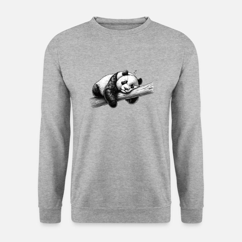 Müder Panda - Unisex Pullover - Weißgrau meliert