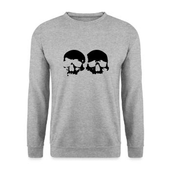 2 Skulls - Unisex Sweatshirt - salt & pepper - Front - Alina (178cm) & Michal (187cm)
