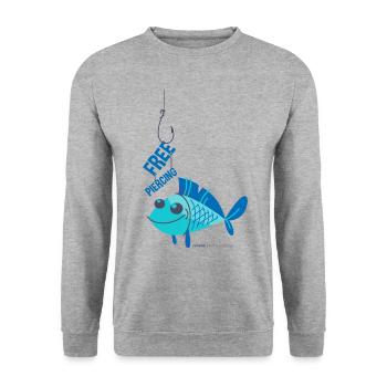 FISH PIERICING - Angel Fishing Angler Shirt Motif - Unisex Sweatshirt - salt & pepper - Front - Alina (178cm) & Michal (187cm)