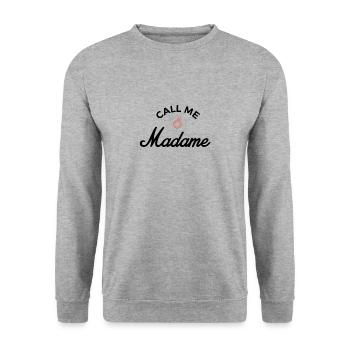 Nenn mich Madam - Unisex Pullover - Weißgrau meliert - Vorne - Alina (178cm) & Michal (187cm)