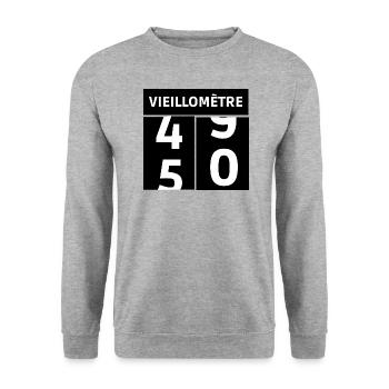 passage à cinquante - Sweat-shirt Unisexe - gris chiné - Devant - Alina (178cm) & Michal (187cm)
