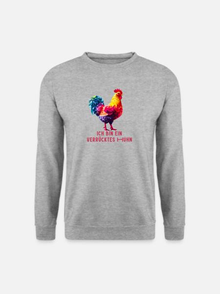 Ich bin ein verrücktes Huhn! - Unisex Pullover - Weißgrau meliert
