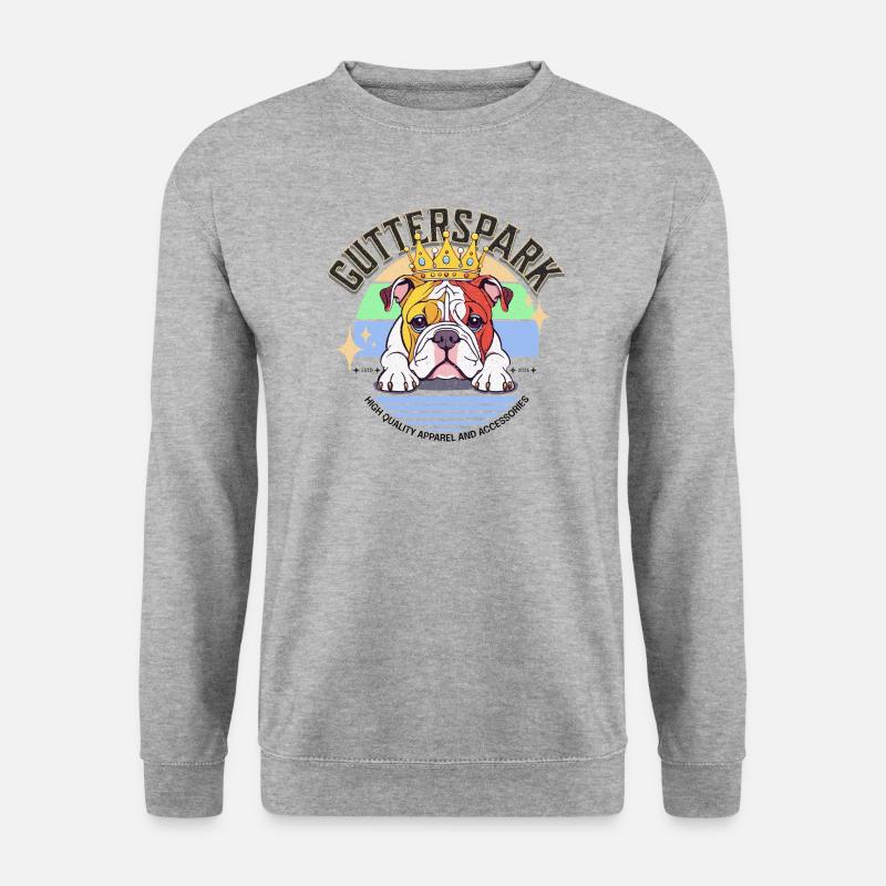 Gutterspark Design Bulldog - Unisex Pullover - Weißgrau meliert