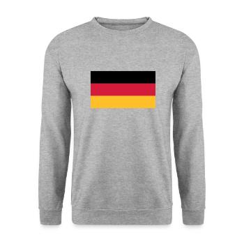 Deutschlandfahne Schwarz Rot Gold - Unisex Pullover - Weißgrau meliert - Vorne - Alina (178cm) & Michal (187cm)