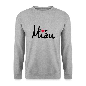 Miau sweet lettering with heart, cat, gift - Unisex Sweatshirt - salt & pepper - Front - Alina (178cm) & Michal (187cm)