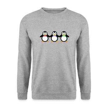 manchots - Sweat-shirt Unisexe - gris chiné - Devant - Alina (178cm) & Michal (187cm)