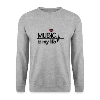 Music is my life - Sweat-shirt Unisexe - gris chiné - Devant - Alina (178cm) & Michal (187cm)