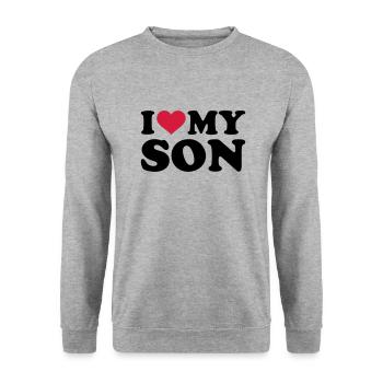 I love my son - Unisex Sweatshirt - salt & pepper - Front - Alina (178cm) & Michal (187cm)