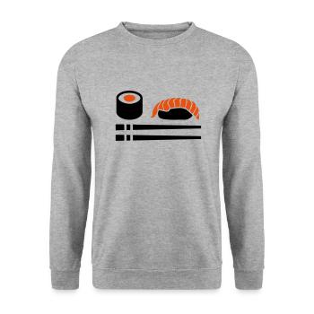 Sushi - Unisex Pullover - Weißgrau meliert - Vorne - Alina (178cm) & Michal (187cm)