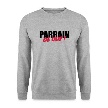 Parrain de ouf ! - Sweat-shirt Unisexe - gris chiné - Devant - Alina (178cm) & Michal (187cm)