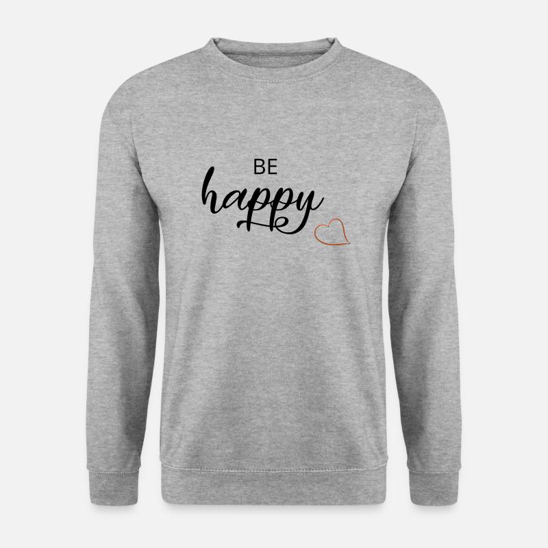 be happy - Unisex Pullover - Weißgrau meliert
