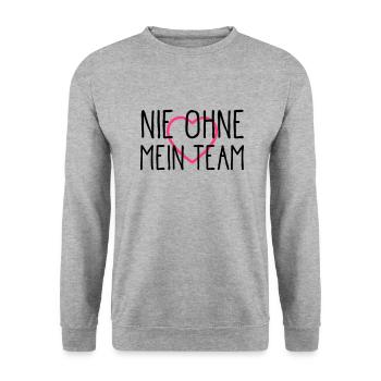 herz nie ohne mein team - Unisex Pullover - Weißgrau meliert - Vorne - Alina (178cm) & Michal (187cm)
