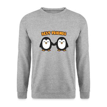 Pingouins Best Friends - Sweat-shirt Unisexe - gris chiné - Devant - Alina (178cm) & Michal (187cm)