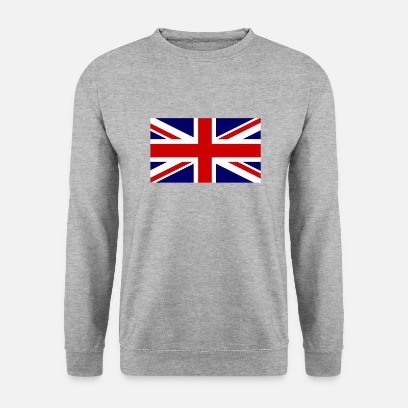 United Kingdom Flag, Great Britain, England Flagge - Unisex Pullover - Weißgrau meliert