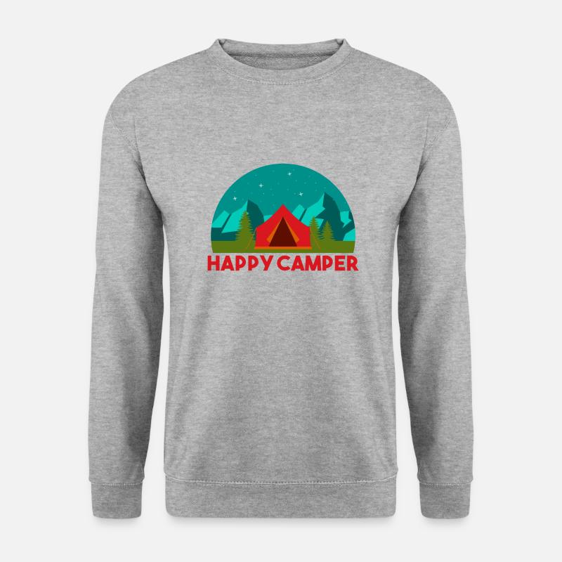 HAPPY CAMPER - Unisex Pullover - Weißgrau meliert