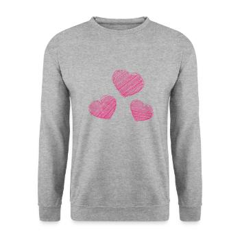 HERZ. HERZ. HEILIGER VALENTINSTAG. LIEBE. LIEBE. HERZ - Unisex Pullover - Weißgrau meliert - Vorne - Alina (178cm) & Michal (187cm)