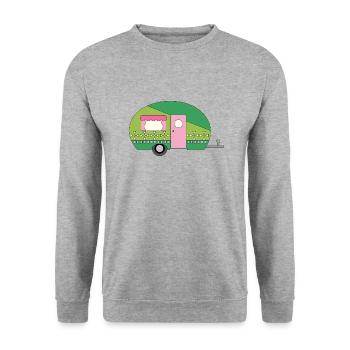 Wohnwagen Camping Lustiges - Unisex Pullover - Weißgrau meliert - Vorne - Alina (178cm) & Michal (187cm)