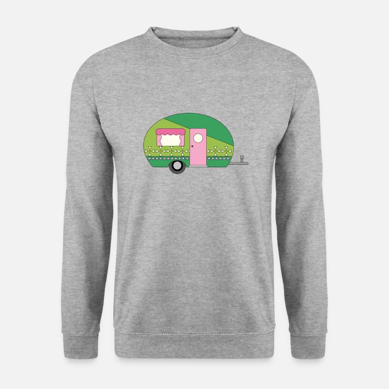 Wohnwagen Camping Lustiges - Unisex Pullover - Weißgrau meliert