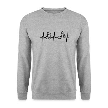 Heartbeat Music Note Notes de musique ECG - Sweat-shirt Unisexe - gris chiné - Devant - Alina (178cm) & Michal (187cm)