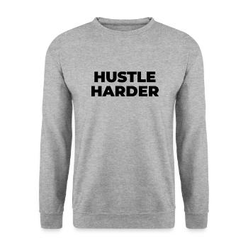 hustle harder - Unisex Sweatshirt - salt & pepper - Front - Alina (178cm) & Michal (187cm)