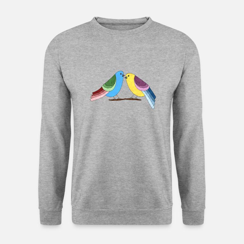 Vögel - Unisex Pullover - Weißgrau meliert
