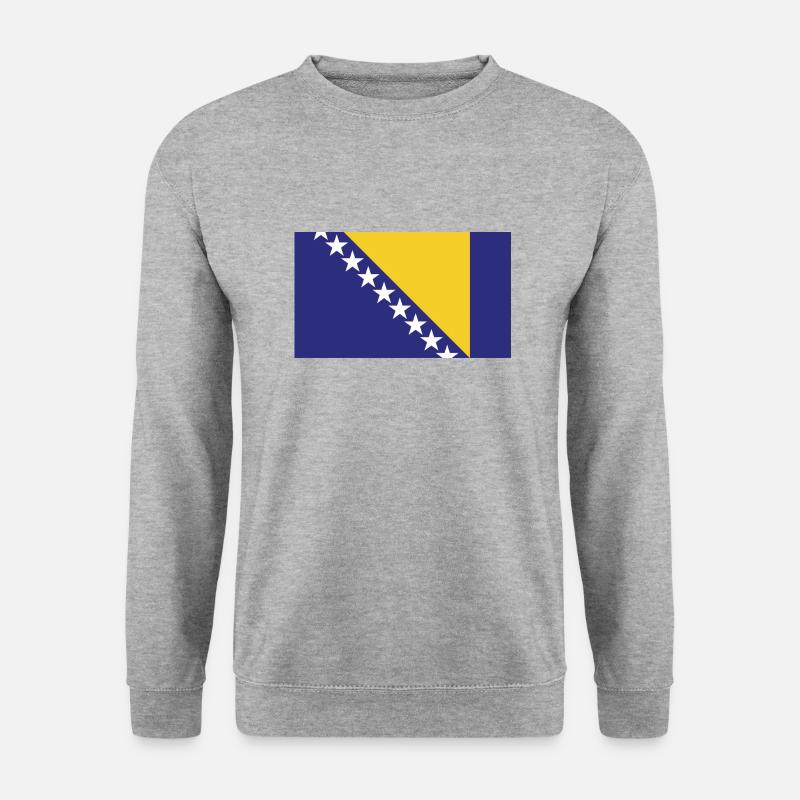 Bosnien H Flagge Bosna - Unisex Pullover - Weißgrau meliert