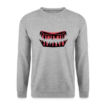 Monster Face - Unisex Pullover - Weißgrau meliert - Vorne - Alina (178cm) & Michal (187cm)
