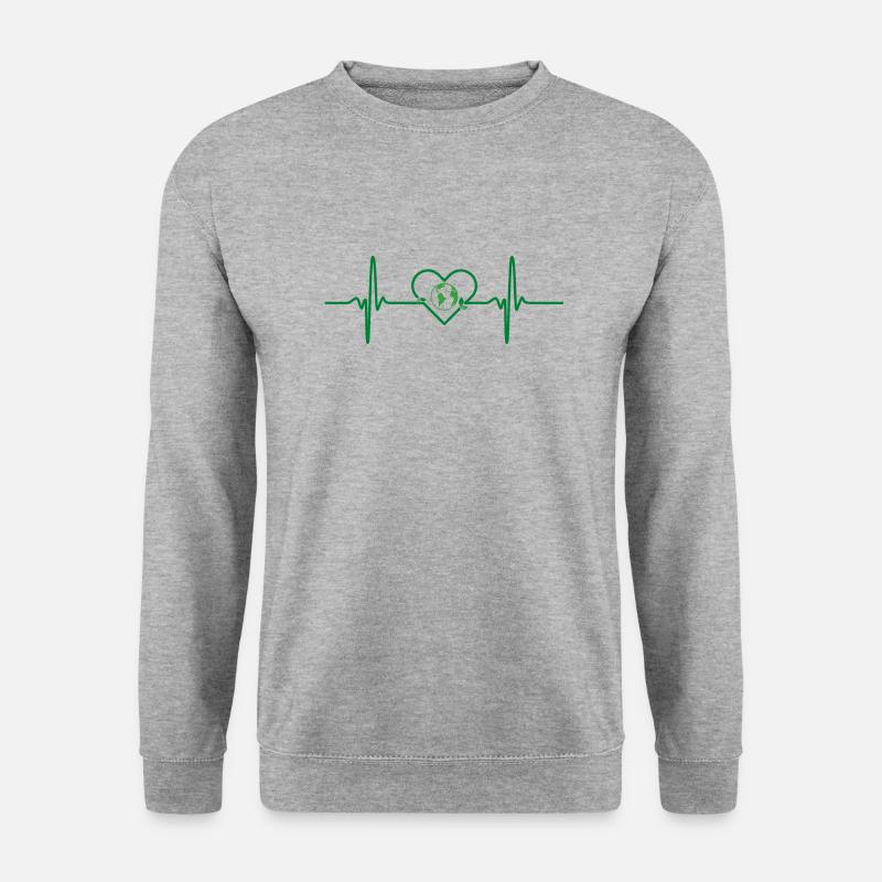 Nachhaltig Herzschlag Umwelt - Unisex Pullover - Weißgrau meliert