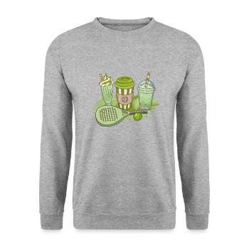 Padel Paddle Raquette Tennis Sport I Cadeau - Sweat-shirt Unisexe - gris chiné - Devant - Alina (178cm) & Michal (187cm)