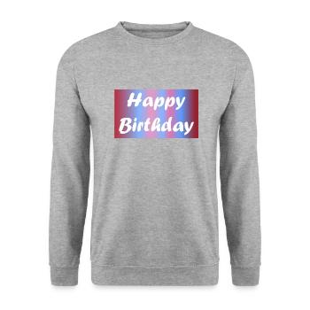 ALLES GUTE ZUM GEBURTSTAG. ALLES GUTE ZUM GEBURTSTAG. JAHRESTAG. - Unisex Pullover - Weißgrau meliert - Vorne - Alina (178cm) & Michal (187cm)