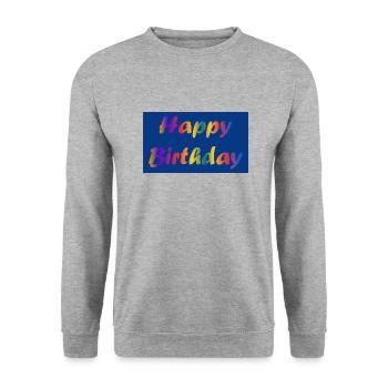ALLES GUTE ZUM GEBURTSTAG. ALLES GUTE ZUM GEBURTSTAG. JAHRESTAG. - Unisex Pullover - Weißgrau meliert - Vorne - Alina (178cm) & Michal (187cm)