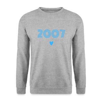 Born in 2007 boy - Unisex Sweatshirt - salt & pepper - Front - Alina (178cm) & Michal (187cm)