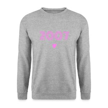 Born in 2007 daughter - Unisex Sweatshirt - salt & pepper - Front - Alina (178cm) & Michal (187cm)