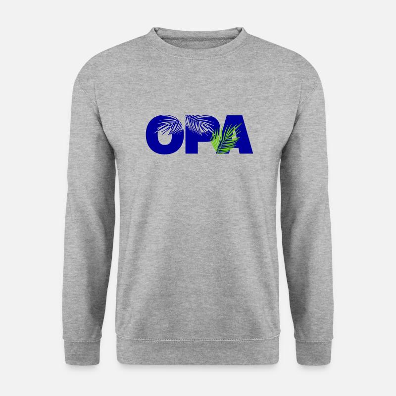 Opa Palm - Unisex Pullover - Weißgrau meliert