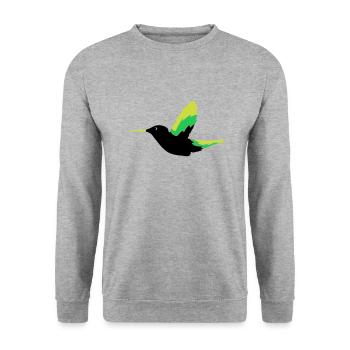 Hummingbird Bird - Unisex Sweatshirt - salt & pepper - Front - Alina (178cm) & Michal (187cm)