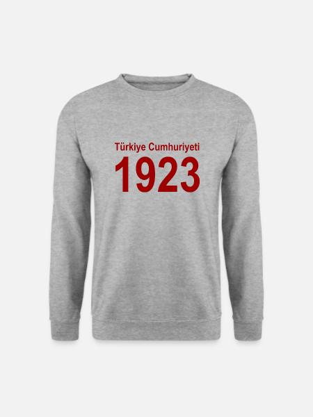 Türkiye Cumhuriyeti 1923 - roter Schriftzug - Unisex Pullover - Weißgrau meliert