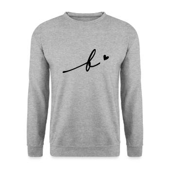 Buchstabe B Schreibschrift - Unisex Pullover - Weißgrau meliert - Vorne - Alina (178cm) & Michal (187cm)