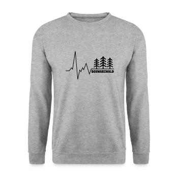 Mein Herz schlägt Schwarzwald EKG - Unisex Pullover - Weißgrau meliert - Vorne - Alina (178cm) & Michal (187cm)