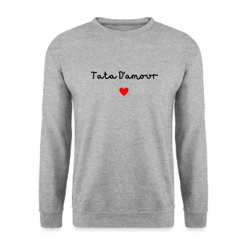 Tata d’amour - Sweat-shirt Unisexe - gris chiné - Devant - Alina (178cm) & Michal (187cm)