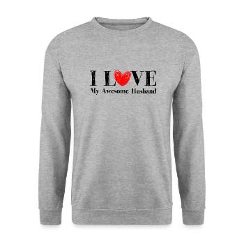 Ich liebe meinen tollen Ehemann - Unisex Pullover - Weißgrau meliert - Vorne - Alina (178cm) & Michal (187cm)