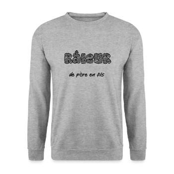 Klagen vom Vater auf den Sohn - Unisex Pullover - Weißgrau meliert - Vorne - Alina (178cm) & Michal (187cm)