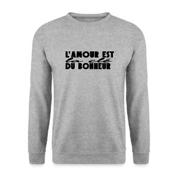 L'amour est la clé du bonheur. - Sweat-shirt Unisexe - gris chiné - Devant - Alina (178cm) & Michal (187cm)