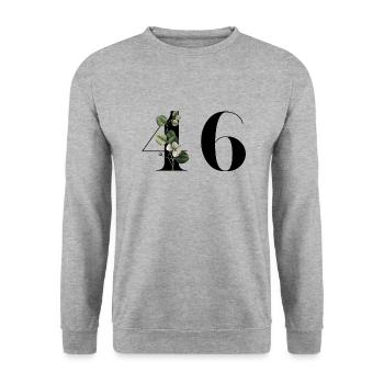 Numéro 46 floral vert - 46e anniversaire floral - Sweat-shirt Unisexe - gris chiné - Devant - Alina (178cm) & Michal (187cm)