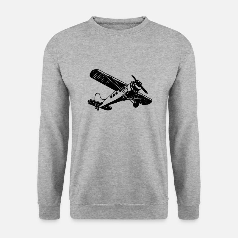 Flugzeug Pilot Flugplatz Flugsport - Unisex Pullover - Weißgrau meliert