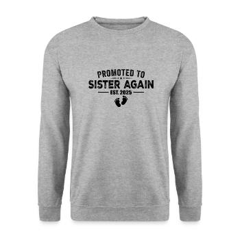 Promoted To Sister Again 2025 - Sweat-shirt Unisexe - gris chiné - Devant - Alina (178cm) & Michal (187cm)